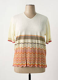 Pull coupe cintrée manches courtes beige FILEUSE D'ARVOR femme