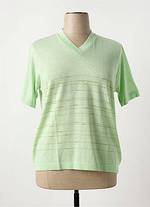 Pull tissage chiné manches courtes vert FILEUSE D'ARVOR femme