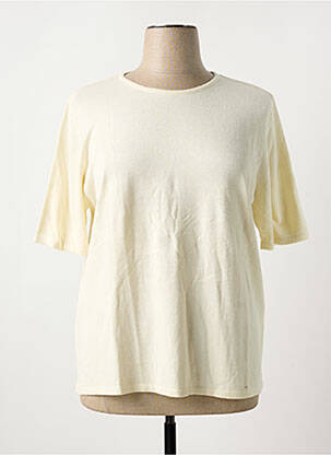 Pull coupe cintrée manches courtes beige FIL & MAILLE femme