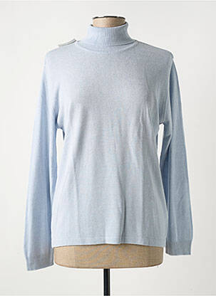 Pull col roulé tissage chiné manches longues bleu DUSEN femme