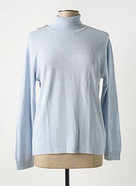 Pull col roulé tissage chiné manches longues bleu DUSEN femme