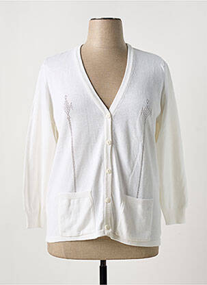 Gilet manches longues blanc FIL & MAILLE pour femme