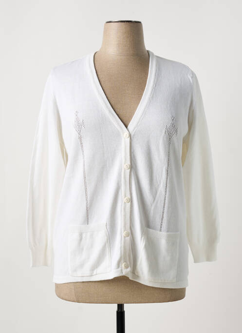 Gilet manches longues blanc FIL & MAILLE pour femme