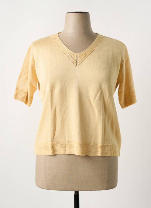 Pull coupe cintrée manches courtes beige FILEUSE D'ARVOR femme