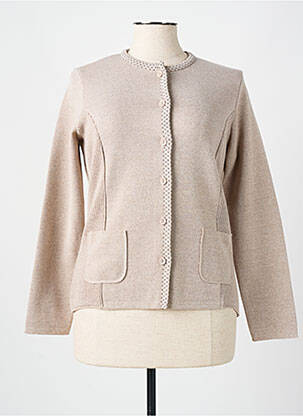 Gilet manches longues col rond beige I.ODENA femme