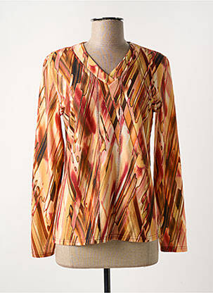 Pull coupe cintrée manches longues orange GEVANA femme