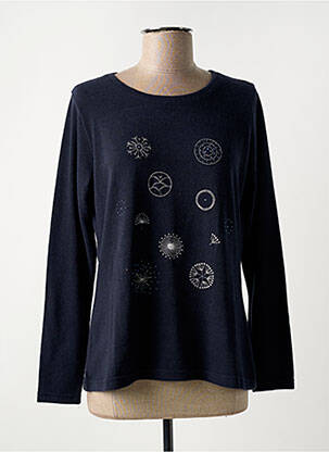 Pull coupe droite manches longues bleu GRIFFON femme
