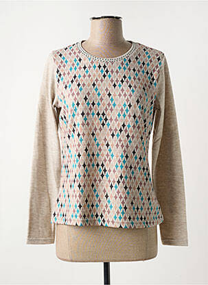 Pull coupe cintrée manches longues beige I.ODENA femme