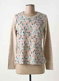 Pull coupe cintrée manches longues beige I.ODENA femme