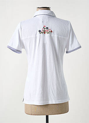 Polo broderie manches courtes blanc GUY DUBOUIS femme