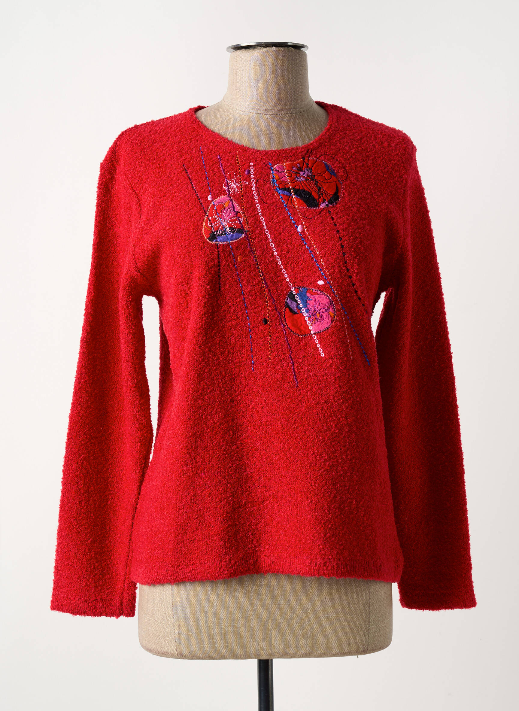 Pull Col Rond Rouge Griffon Femme 2558906-rouge0 Modz