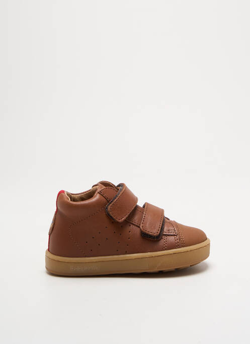 Baskets tissage satiné bout rond marron BABYBOTTE garcon