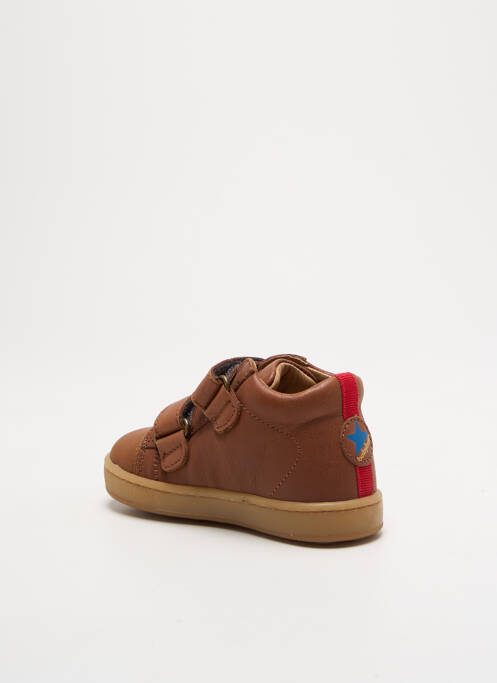 Baskets tissage satiné bout rond marron BABYBOTTE garcon