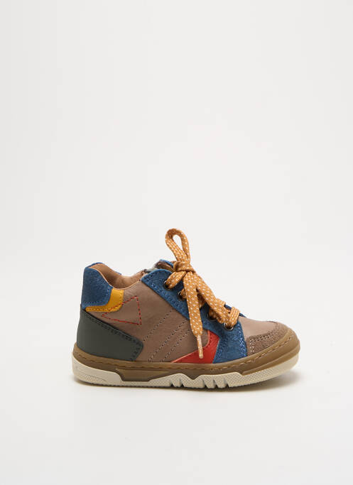 Baskets tissage satiné bout rond marron BABYBOTTE garcon