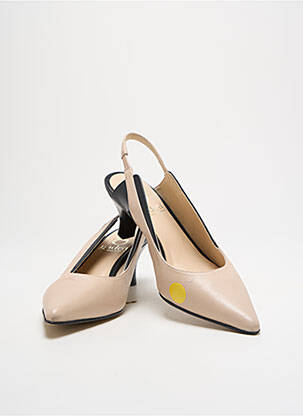 Escarpins tissage satiné talon de 4 à 6cm beige GADEA femme