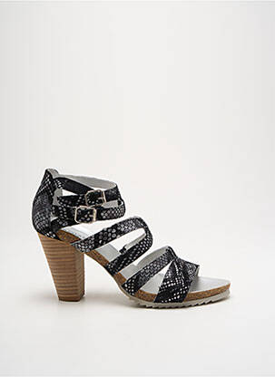 Sandales/nu pieds tissage satiné talon de 7 à 9cm noir REGARD femme