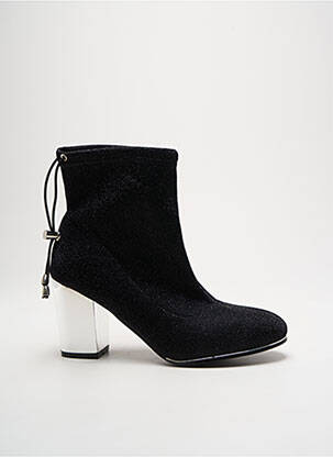 Bottines/boots tissage satiné talon de 4 à 6cm noir CASSIS femme