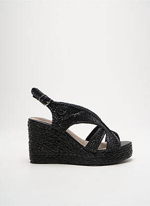 Espadrilles tissage satiné talon de 7 à 9cm noir CASSIS femme