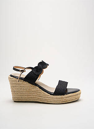 Espadrilles tissage satiné talon de 7 à 9cm noir CASSIS COTE D'AZUR femme