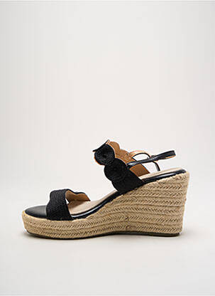Espadrilles tissage satiné talon de 7 à 9cm noir CASSIS COTE D'AZUR femme
