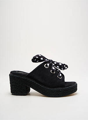 Espadrilles fermeture lacets talon de 7 à 9cm noir CASSIS COTE D'AZUR femme