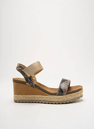 Sandales/nu pieds tissage satiné talon de 7 à 9cm or CASSIS COTE D'AZUR femme
