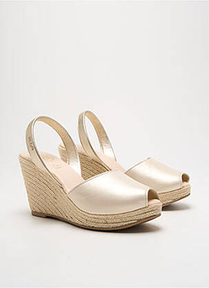 Espadrilles tissage satiné talon de 7 à 9cm beige RIA MENORCA femme