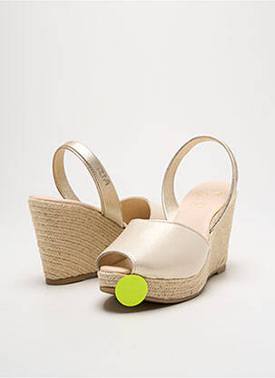 Espadrilles tissage satiné talon de 7 à 9cm beige RIA MENORCA femme