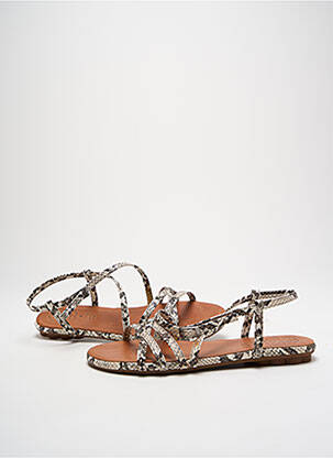 Sandales/nu pieds chiquet talon plat jusqu'à 3cm blanc PORRONET femme