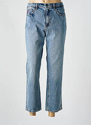 Pantalon 7/8 taille haute taille haute bleu DESIGUAL femme