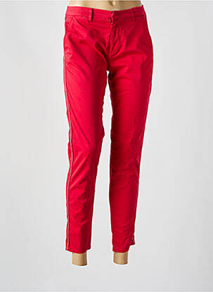 Pantalon 7/8 fermeture zippée sous rabat boutonné taille normale rouge KAPORAL femme