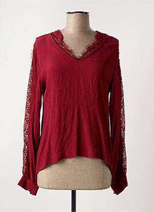 Top tissage crêpe manches longues rouge FREEMAN T.PORTER femme