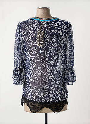 Blouse légère et transparente manches 3/4 bleu GAUDI femme