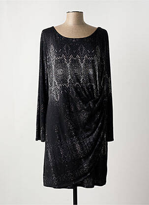 Robe mi-longue imprimé fantaisie manches longues noir DESIGUAL femme