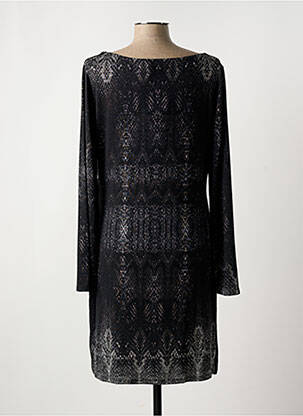 Robe mi-longue imprimé fantaisie manches longues noir DESIGUAL femme