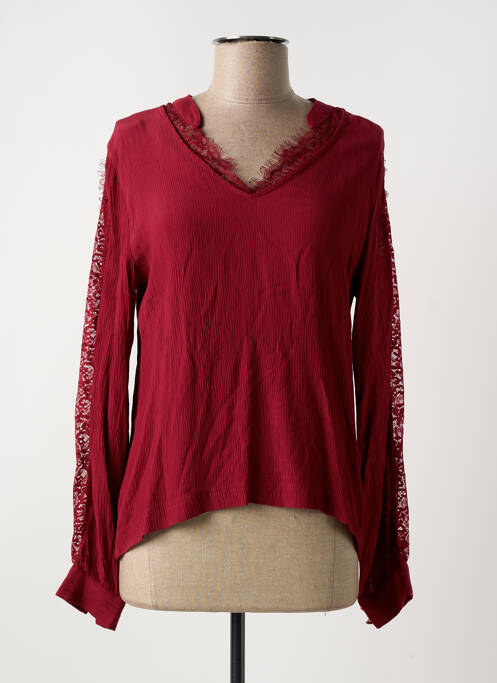 Top col v manches longues rouge FREEMAN T.PORTER femme