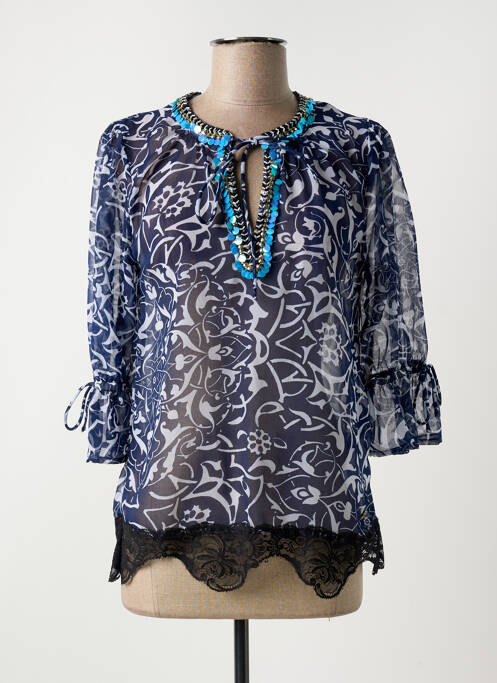 Blouse imprimé fantaisie manches 3/4 bleu GAUDI femme