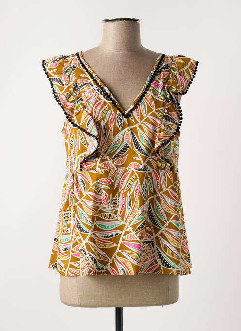 Top imprimé fantaisie sans manche marron LOLA ESPELETA femme