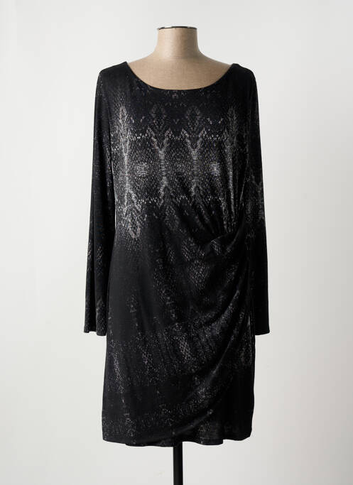 Robe mi-longue imprimé fantaisie manches longues noir DESIGUAL femme