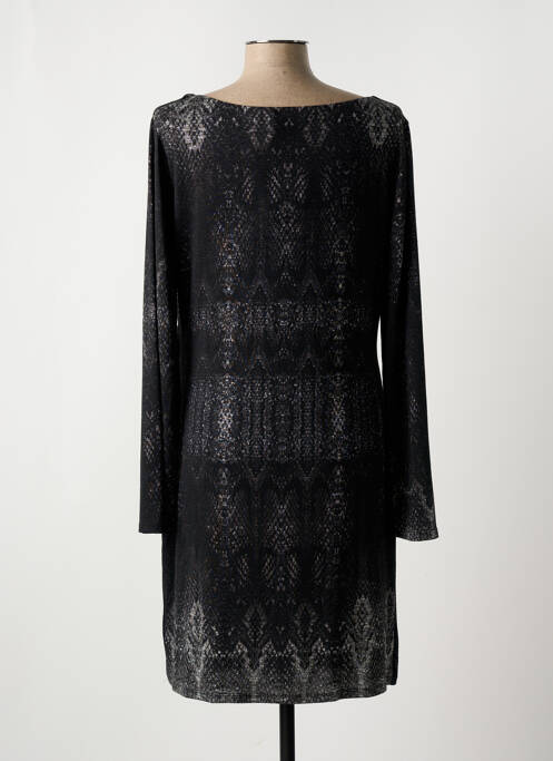 Robe mi-longue imprimé fantaisie manches longues noir DESIGUAL femme