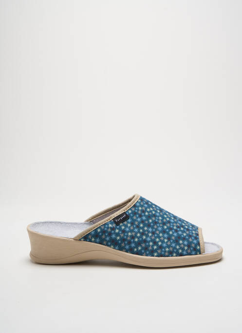 Chaussons/pantoufles impression talon de 4 à 6cm bleu FARGEOT femme