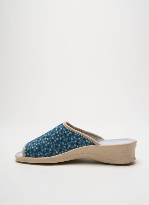 Chaussons/pantoufles impression talon de 4 à 6cm bleu FARGEOT femme