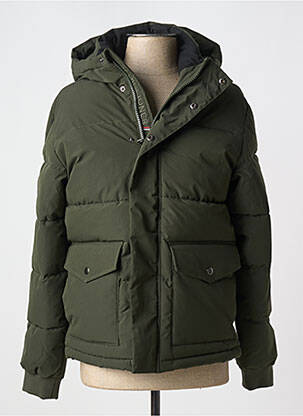 Doudoune fermeture zippée sous rabat pressionné a capuche vert JACK & JONES homme
