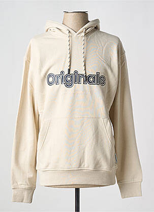 Sweat-shirt à capuche beige JACK & JONES pour homme