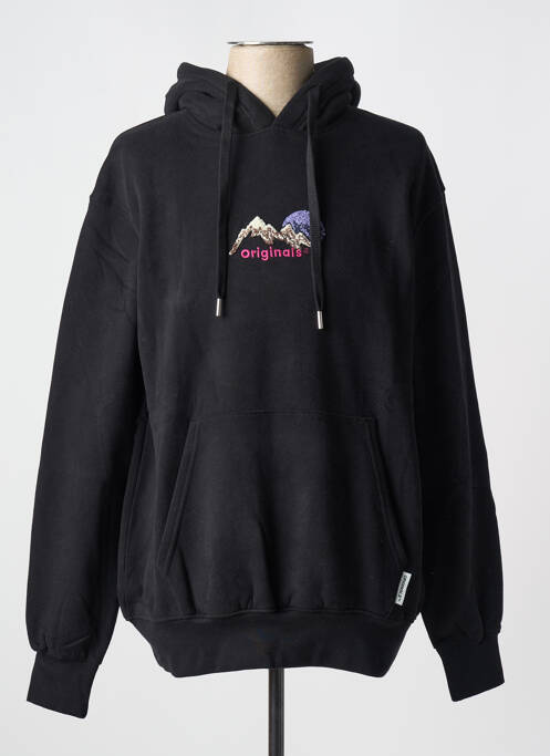 Sweat-shirt à capuche broderie manches longues noir JACK & JONES homme