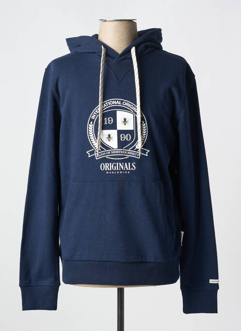 Sweat-shirt à capuche bleu JACK & JONES pour homme