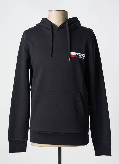 Sweat-shirt à capuche noir JACK & JONES pour homme