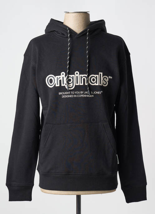 Sweat-shirt à capuche noir JACK & JONES pour homme