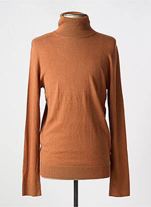 Pull col roulé coupe cintrée manches longues marron JACK & JONES homme