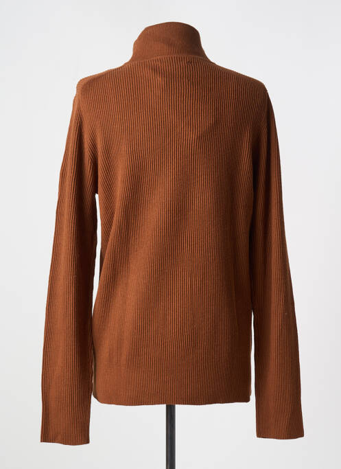 Pull col roulé tissage côtelé manches longues marron JACK & JONES homme